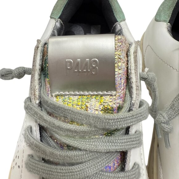 P488 John Low Top Made In Italy Distressed Lace Up Women's Sneaker size 37 / 7 - Picture 8 of 13